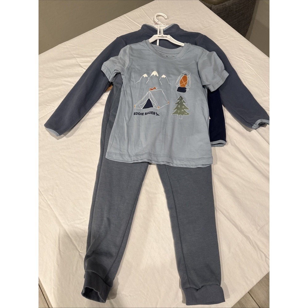 NWT Eddie Bauer 3 Piece Set Boys Size 6 Jacket, Pants And Tshirt Coastal Blue